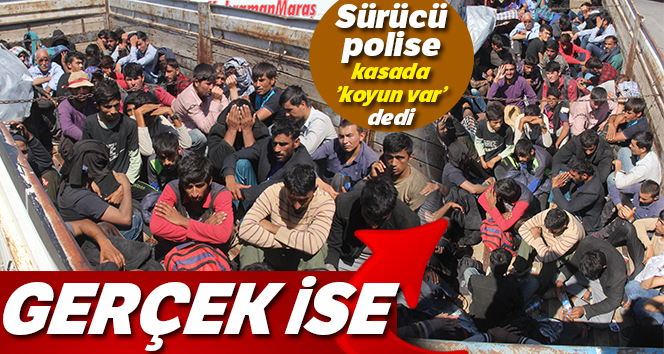 Kamyon kasasından koyun yerine 61 kaçak göçmen çıktı