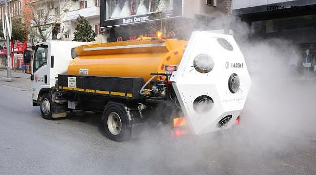 Mikronsis aracı sokaklarda dezenfekte çalışmalarına başladı