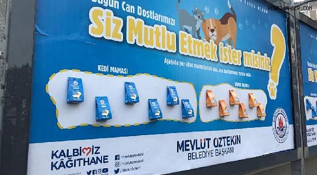Kağıthane'de billboardlara reklam yerine mama konuldu