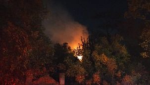 Kartal'da ormanlık alan içerisinde bulunan ahşap ev alev alev yandı