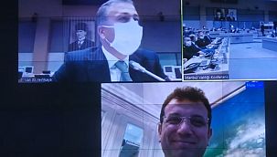 İmamoğlu karantinadan pandemi toplantısına katıldı