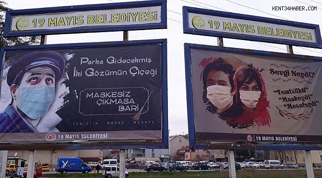 Yeşilçam afişiyle maske uyarısı