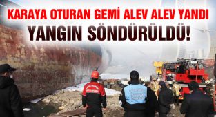 Karaya Oturan Gemideki Yangın Söndürüldü